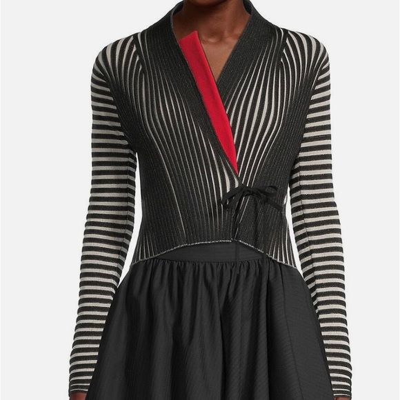 Tory Burch • Plaited Rib-Knit Wrap Shawl Cardigan - Picture 4 of 16